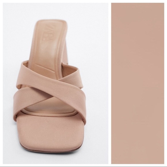 🌹NWT. Zara Heeled Crossed Straps Sandals with Block Heels. Size 8. - Picture 4 of 6